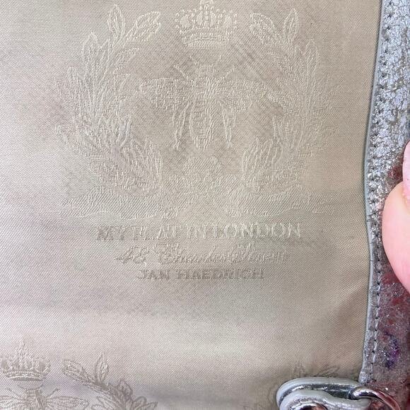 My Flat In London Mini Bag Y2K Glam Silver Top Handle Crossbody Rhinestone Bow - Picture 9 of 16